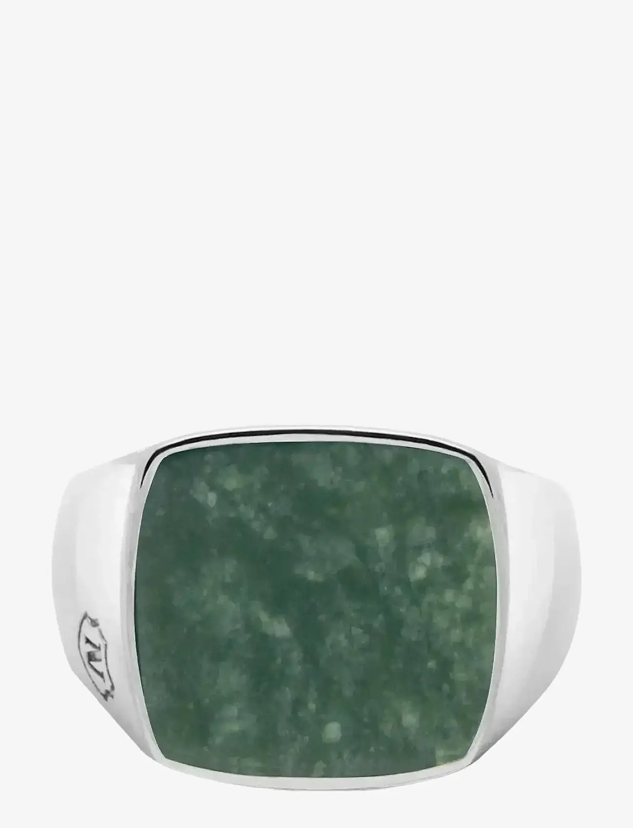 Nialaya - Men's Silver Signet Ring with Green Jade - ringe - green
silver - 1