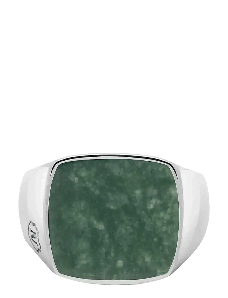 Nialaya - Men's Silver Signet Ring with Green Jade - ringe - green
silver - 1