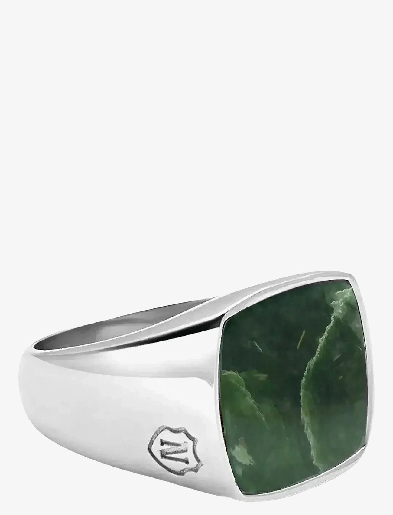 Nialaya - Men's Silver Signet Ring with Green Jade - ringe - green
silver - 2