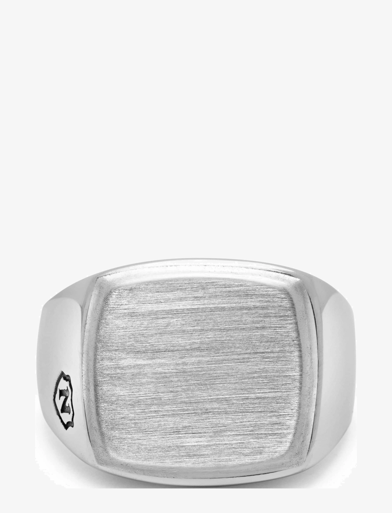 Nialaya - Men's Silver Signet Ring with Brushed Steel - silver - 1