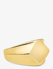 Nialaya - Men's Squared Stainless Steel Ring with Gold Plating - birthday gifts - gold - 0