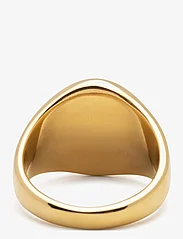 Nialaya - Men's Squared Stainless Steel Ring with Gold Plating - birthday gifts - gold - 1