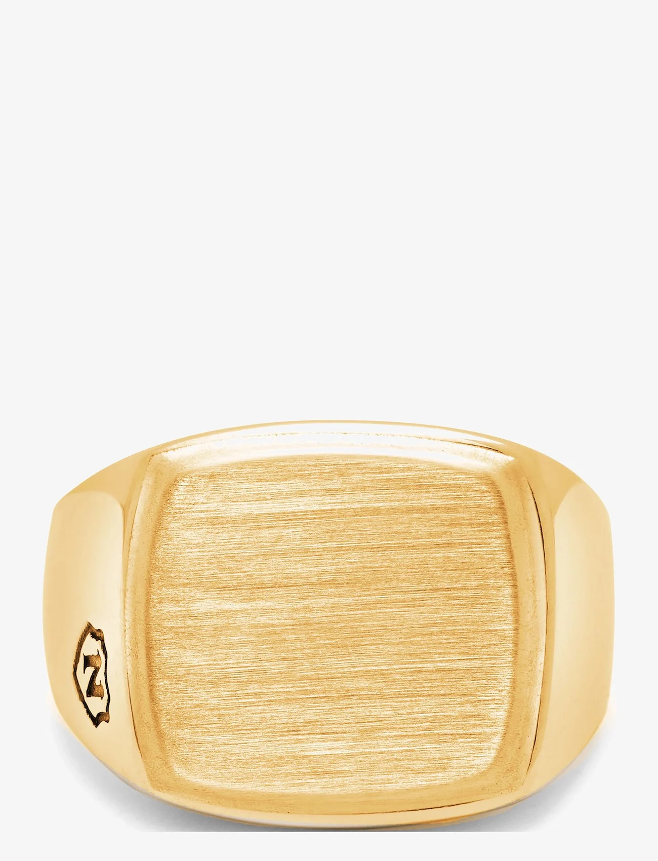 Nialaya - Men's Gold Signet Ring with Brushed Steel - fødselsdagsgaver - gold - 0