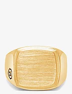 Men's Gold Signet Ring with Brushed Steel - GOLD
