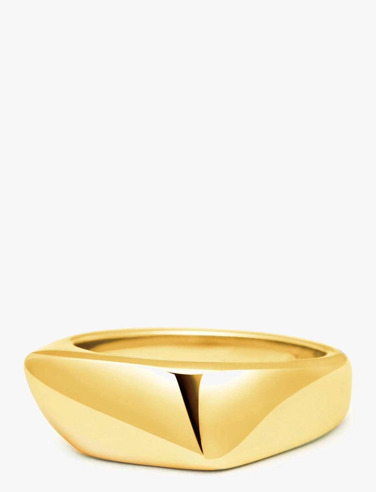 Nialaya - Men's Asymmetrical Signet Ring with Gold Plating - birthday gifts - gold - 0
