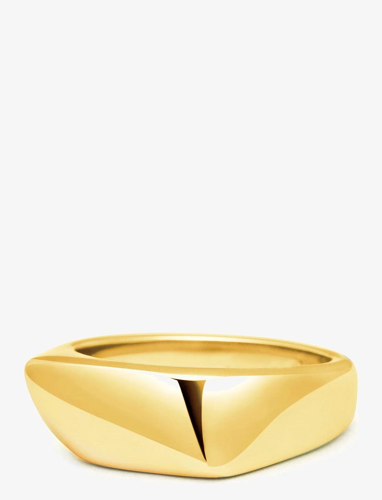 Nialaya - Men's Asymmetrical Signet Ring with Gold Plating - fødselsdagsgaver - gold - 0