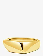 Men's Asymmetrical Signet Ring with Gold Plating - GOLD
