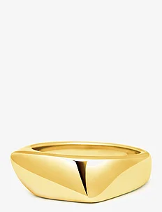Men's Asymmetrical Signet Ring with Gold Plating, Nialaya