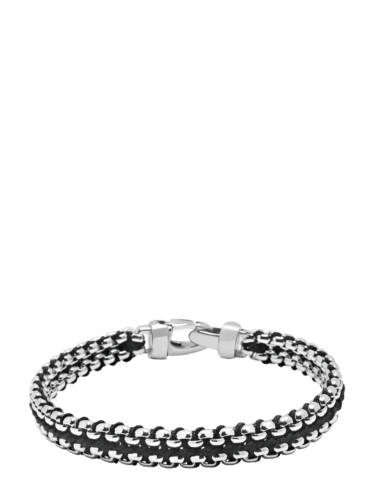 Nialaya Men's Black Woven 8 mm Box Chain Bracelet in Silver - Smykker - SILVER
BLACK / silver