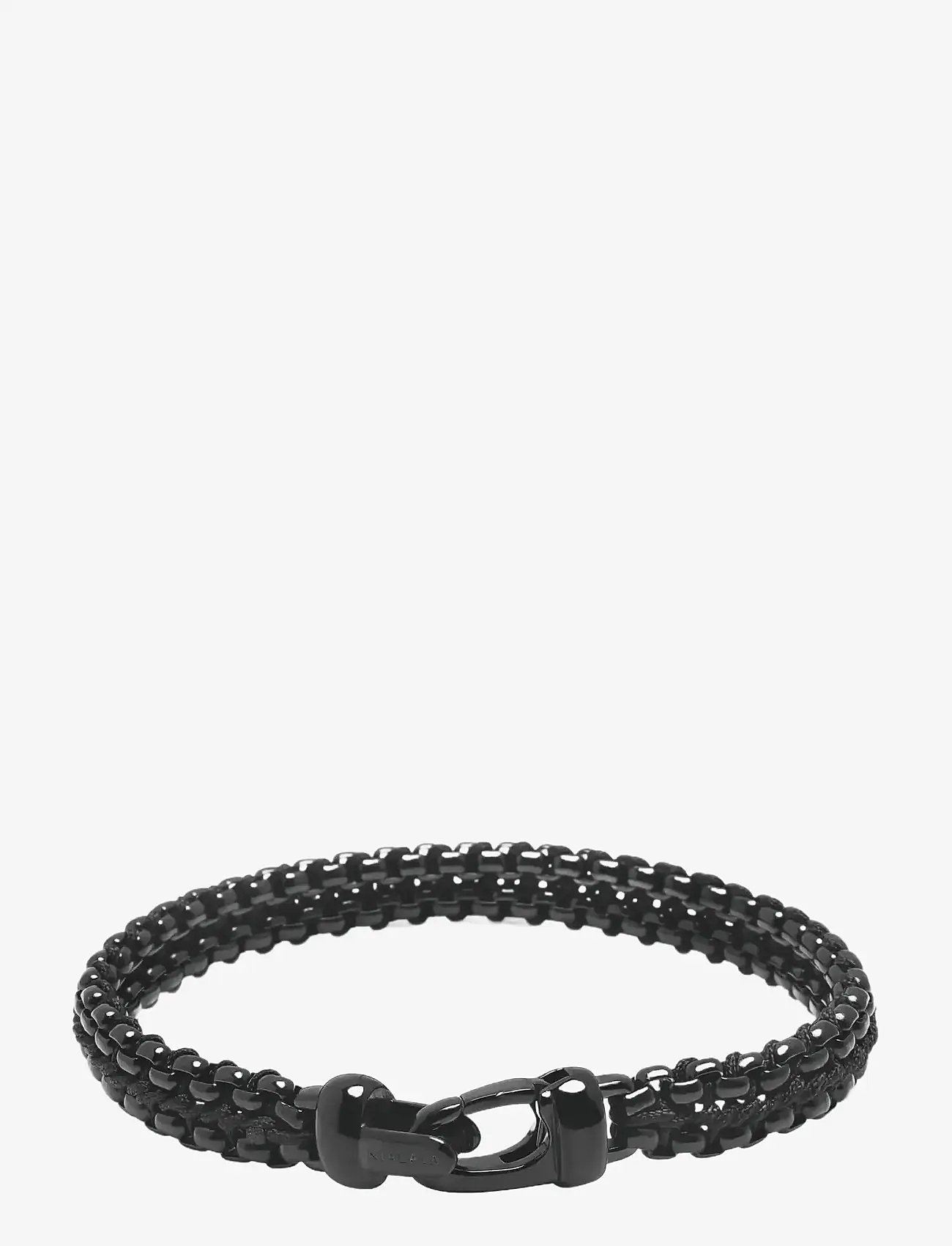 Nialaya - Men's Total Black Woven 8 mm Box Chain Bracelet - bracelets - black - 2
