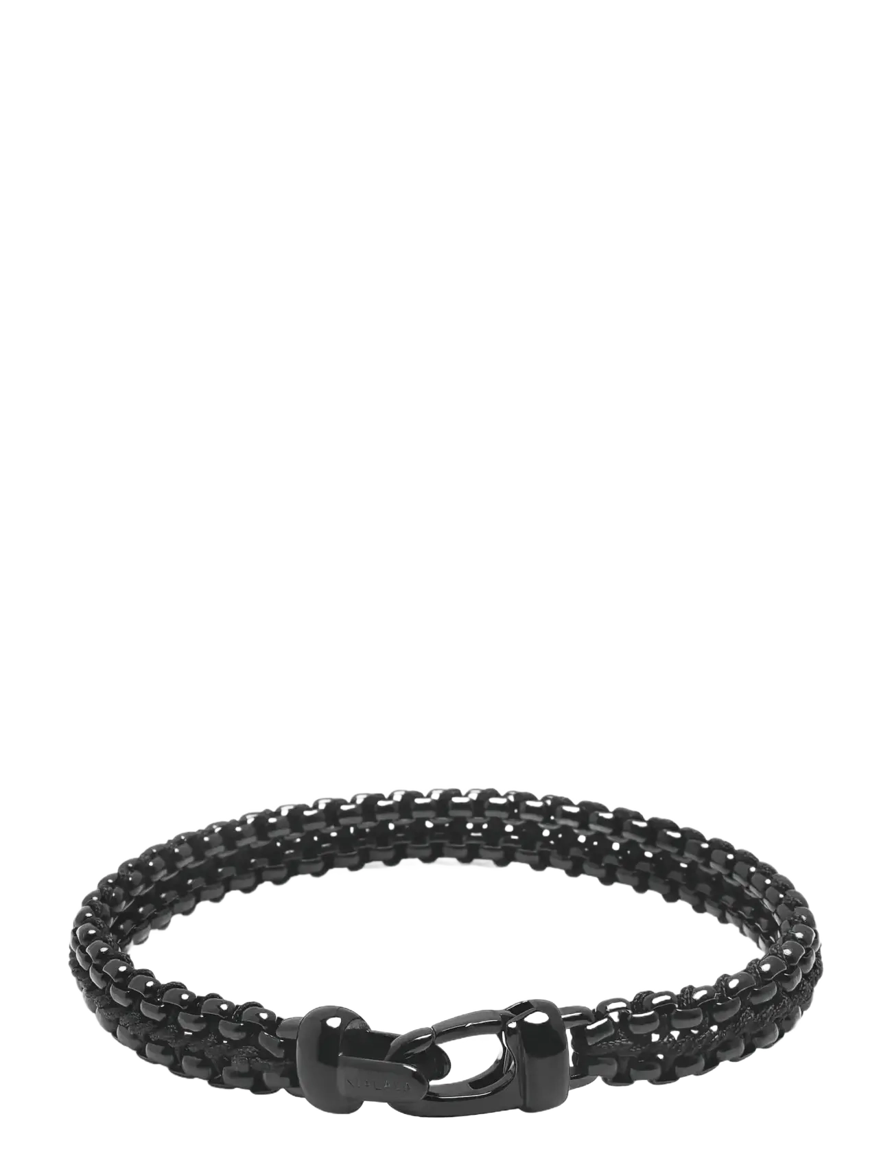 Nialaya - Men's Total Black Woven 8 mm Box Chain Bracelet - armbänder - black - 2