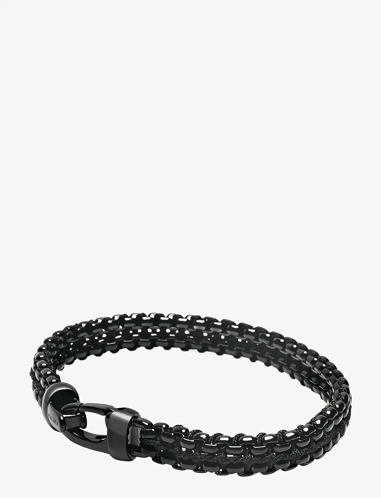 Nialaya - Men's Total Black Woven 8 mm Box Chain Bracelet - bracelets - black - 3