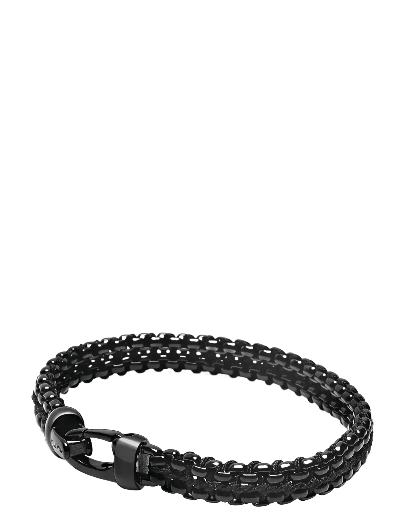 Nialaya - Men's Total Black Woven 8 mm Box Chain Bracelet - armbänder - black - 3