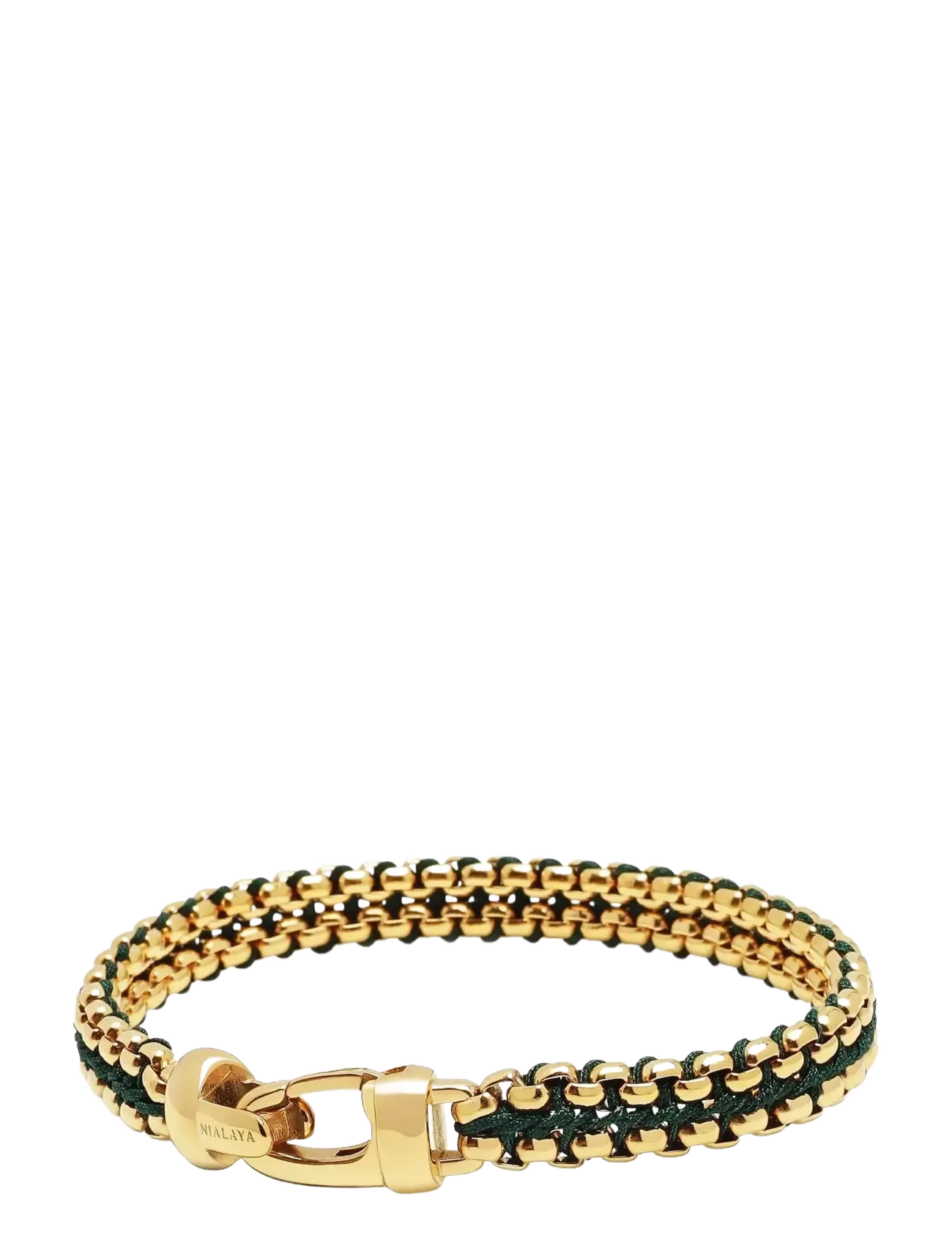 Nialaya - Men's Green Woven 8mm Box Chain Bracelet in Gold - käevõrud - green
gold - 2