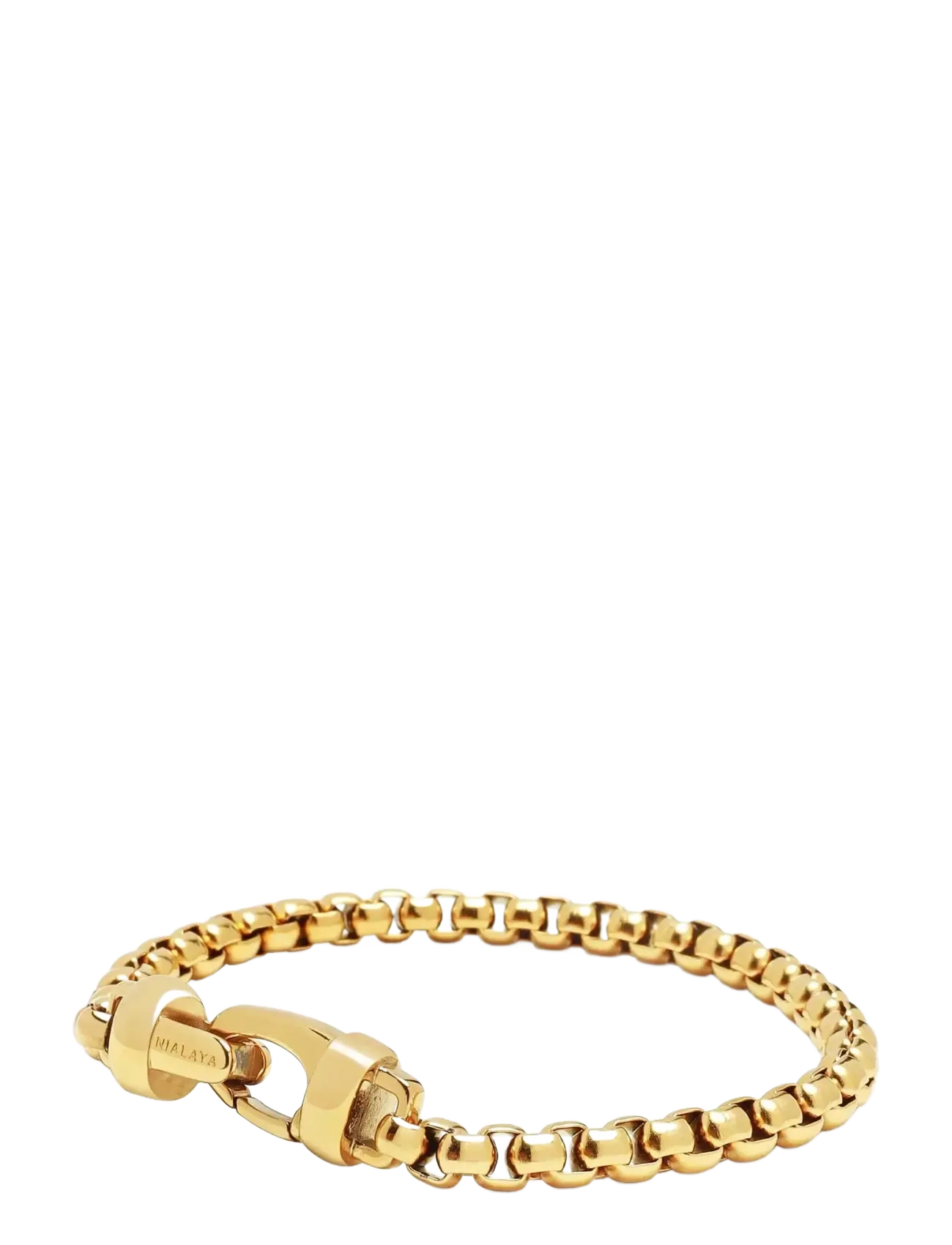 Nialaya - Gold Box Chain Classic Bracelet - bracelets - gold - 2