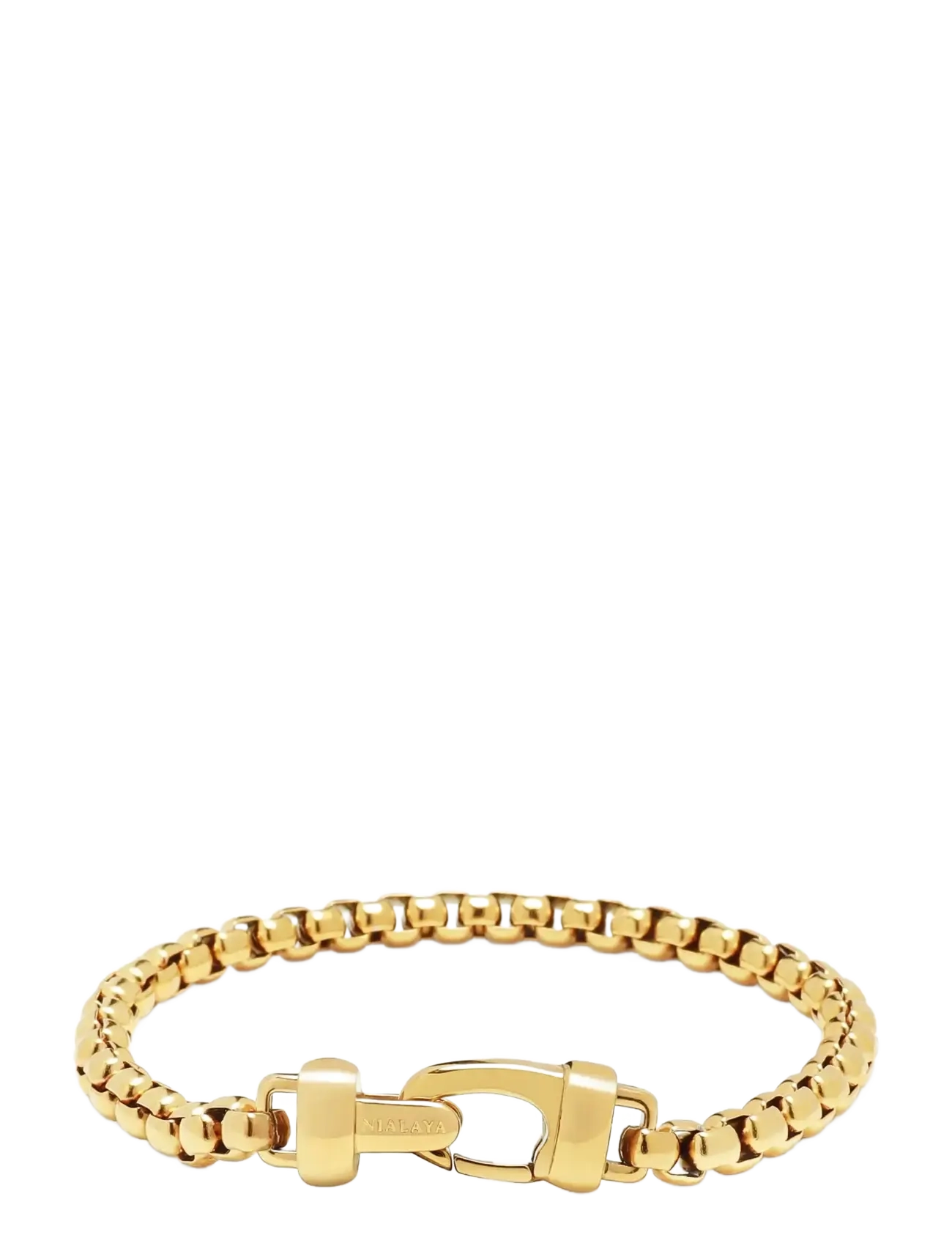 Nialaya - Gold Box Chain Classic Bracelet - bracelets - gold - 3