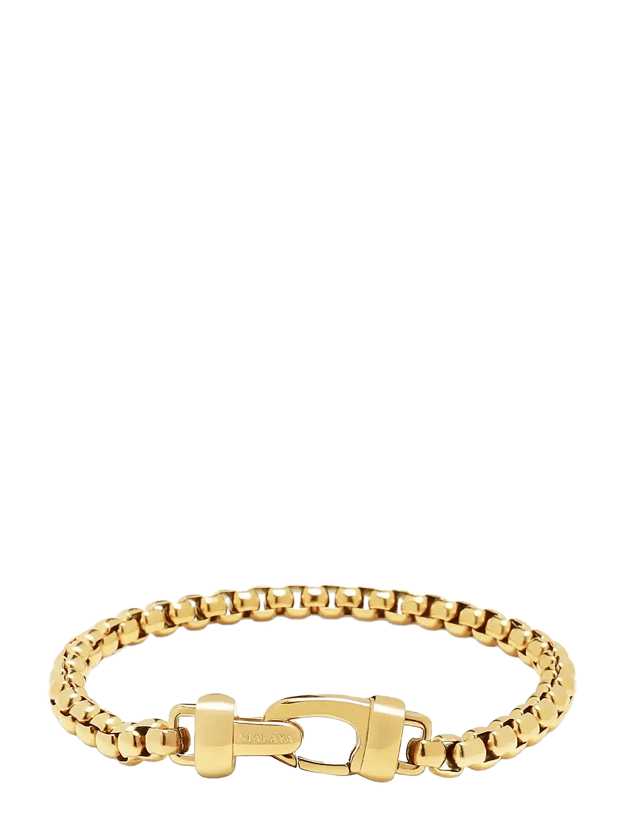 Nialaya - Gold Box Chain Classic Bracelet - armbånd - gold - 3