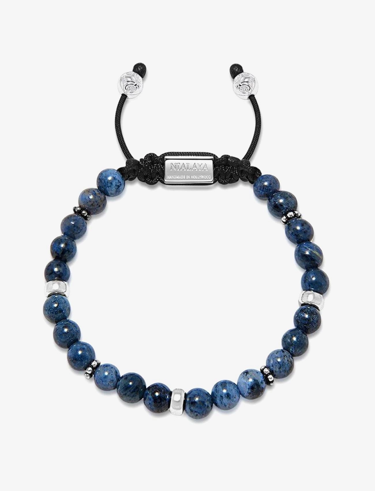 Nialaya Men's Beaded Bracelet With Blue Dumortierite And Silver - Aksessuaarid - BLUE / SILVER / blue