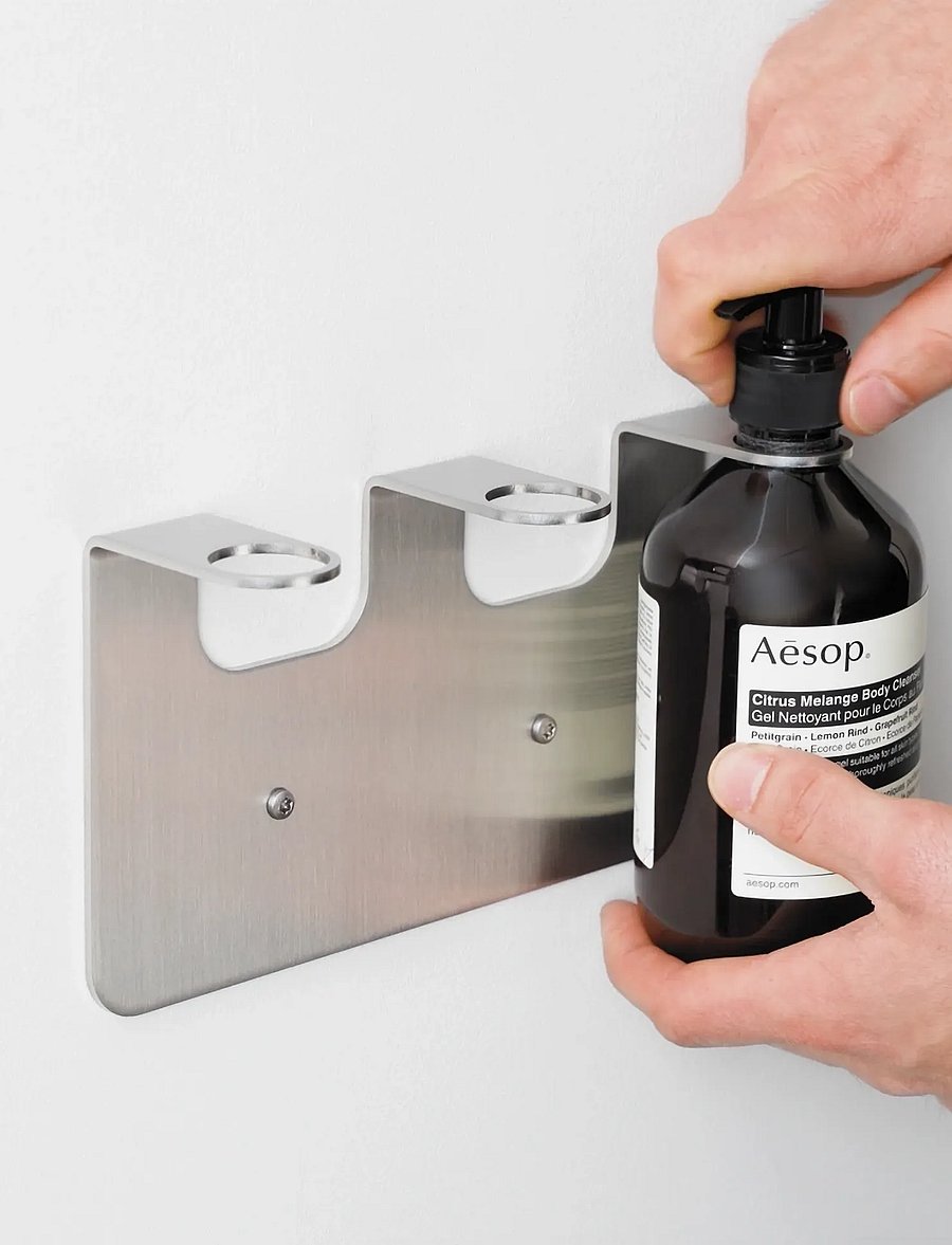 Nichba Design - Soap Holder - Triple - Brushed Stainless - seifenspender & seifenschalen - brushed stainless steel - 2