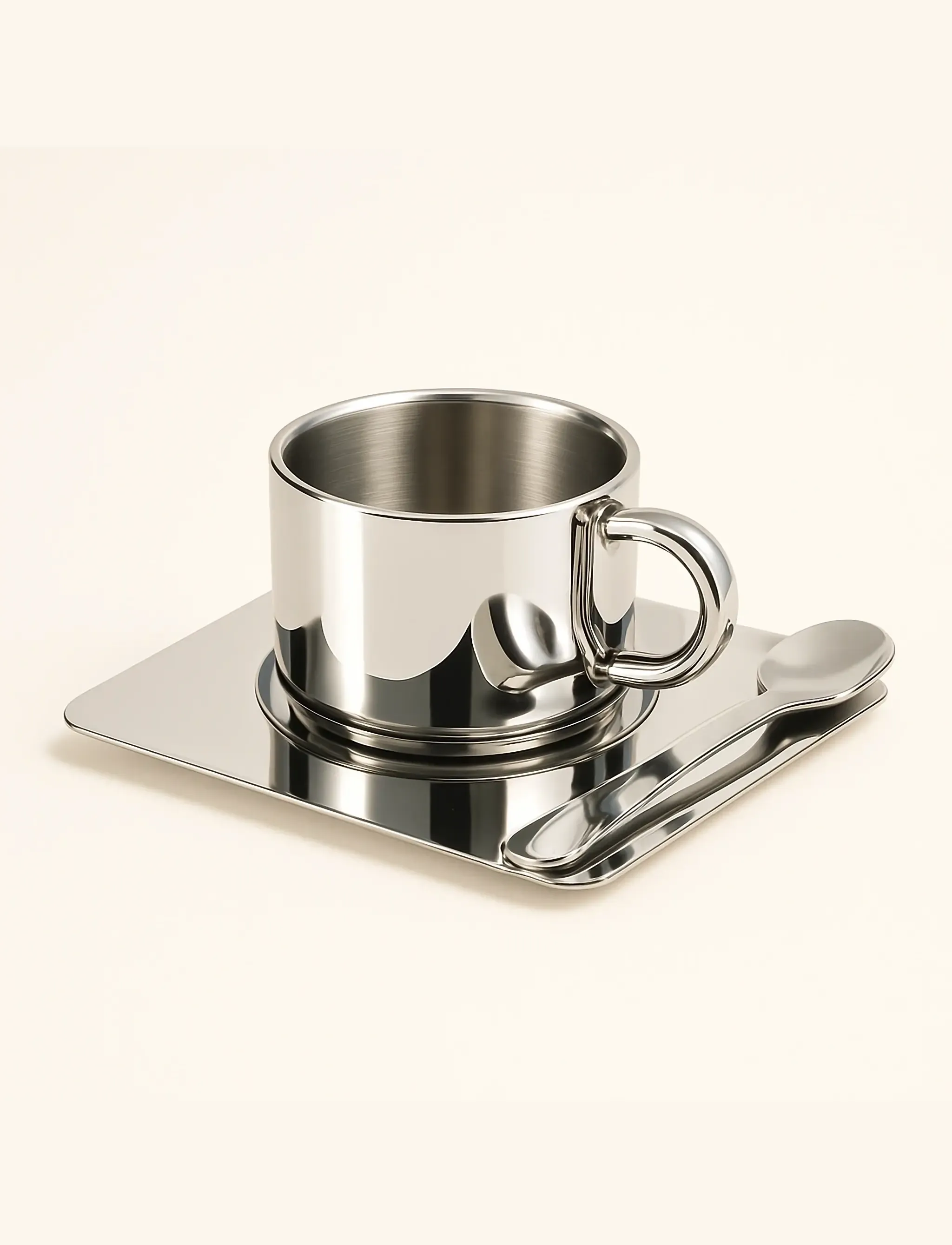 Nichba Design Steel Cup Trio, One Size, Cups & Mugs, Silber - Coffee Cups, Homeware