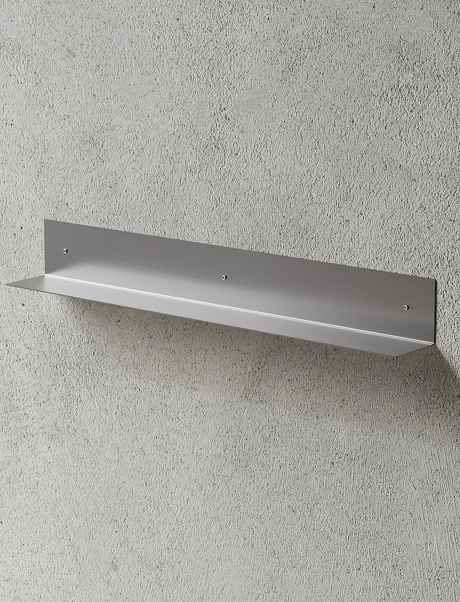 Nichba Design - Shelf 80cm - Brushed Stainless - badezimmerverwahrung - brushed stainless steel - 3