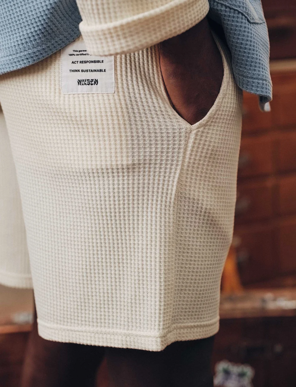 Nikben - NB WAFFLE SHORTS WHITE - sweatshorts - white - 2