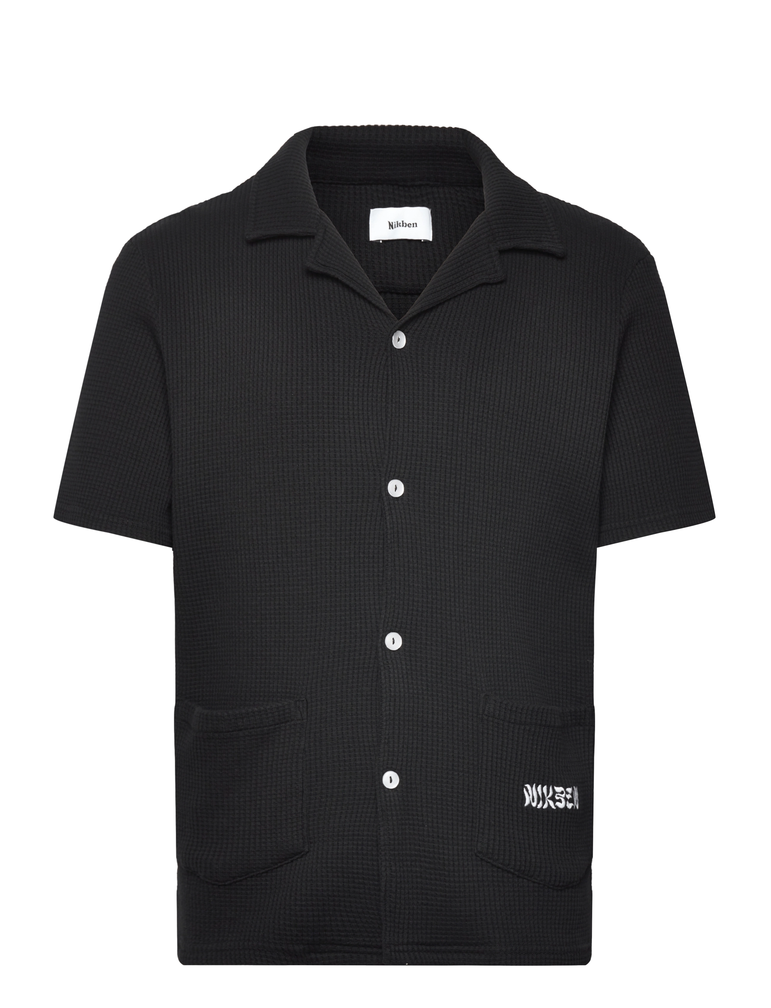 Nikben Nb Waffle Havana Shirt Black, M, Shirts, Schwarz - Short-sleeved, Männerswear