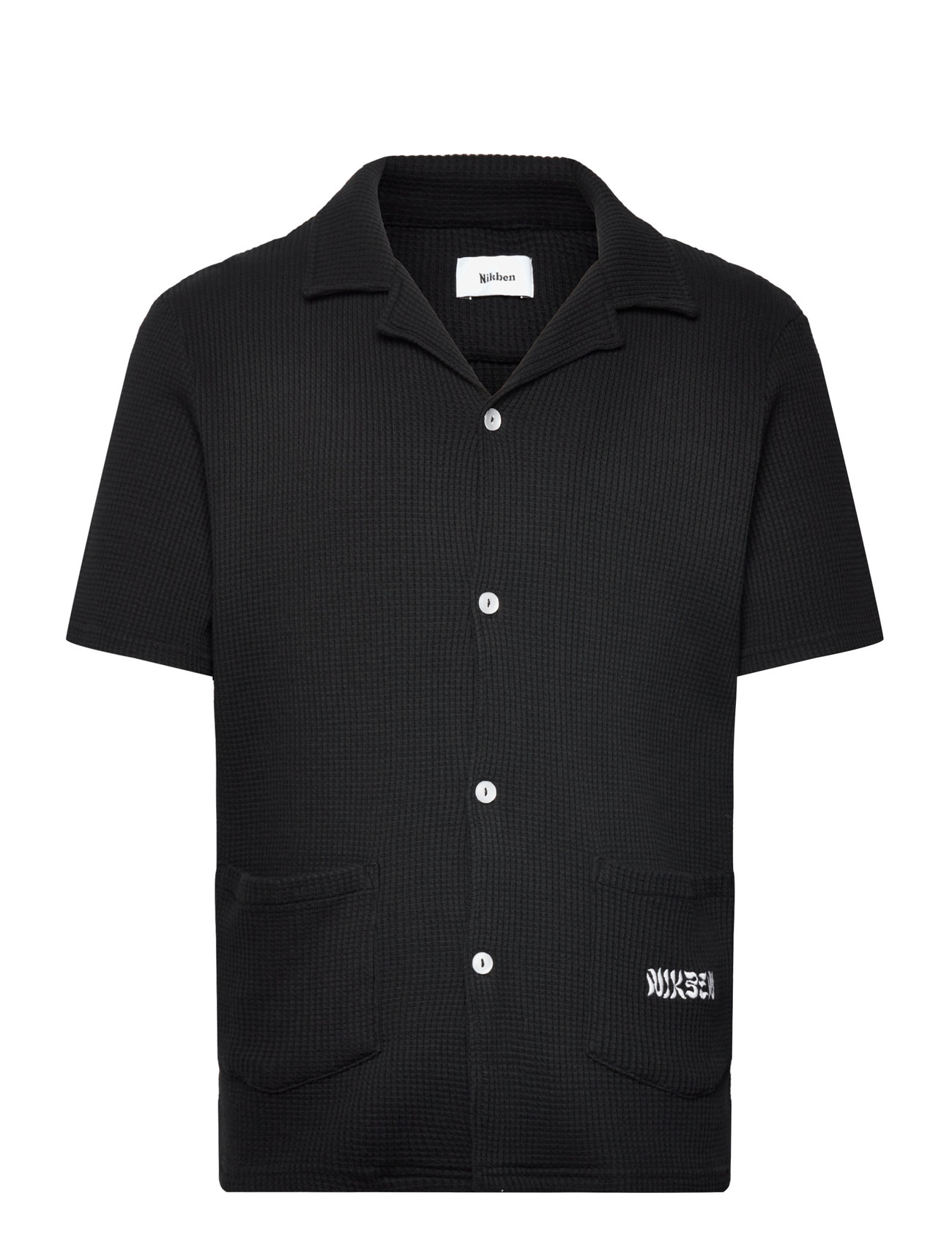 Nikben - NB WAFFLE HAVANA SHIRT BLACK - kortärmade skjortor - black - 0