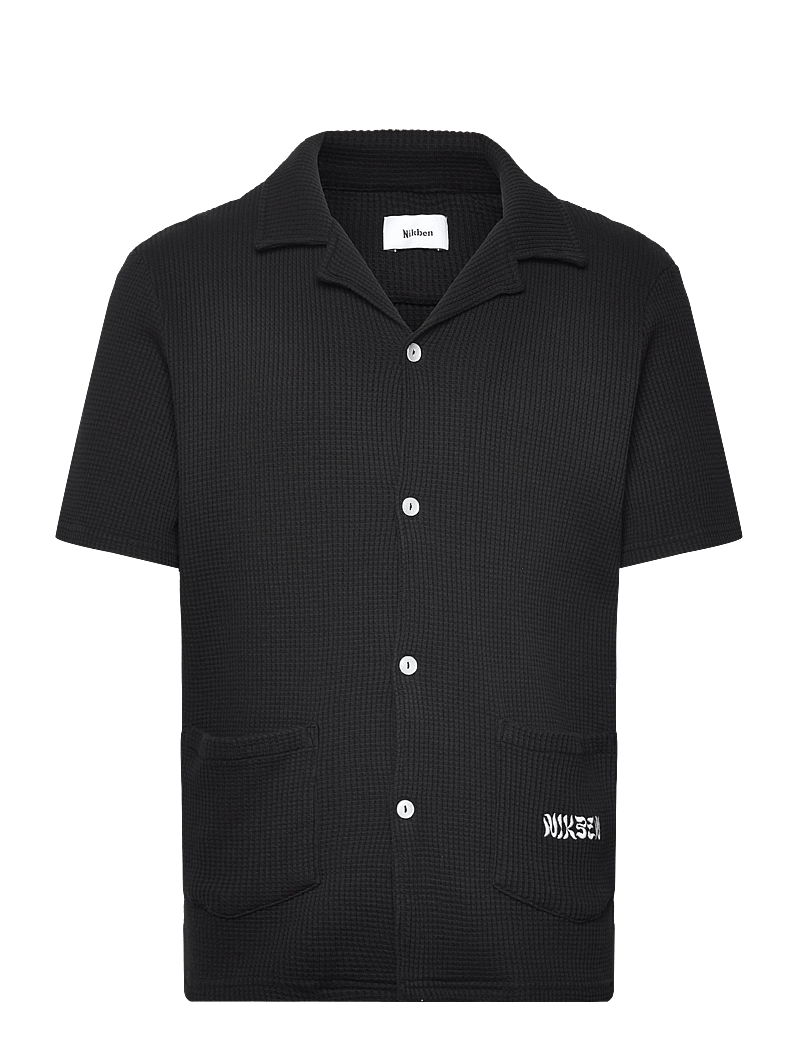 Nikben - NB WAFFLE HAVANA SHIRT BLACK - kortärmade skjortor - black - 0