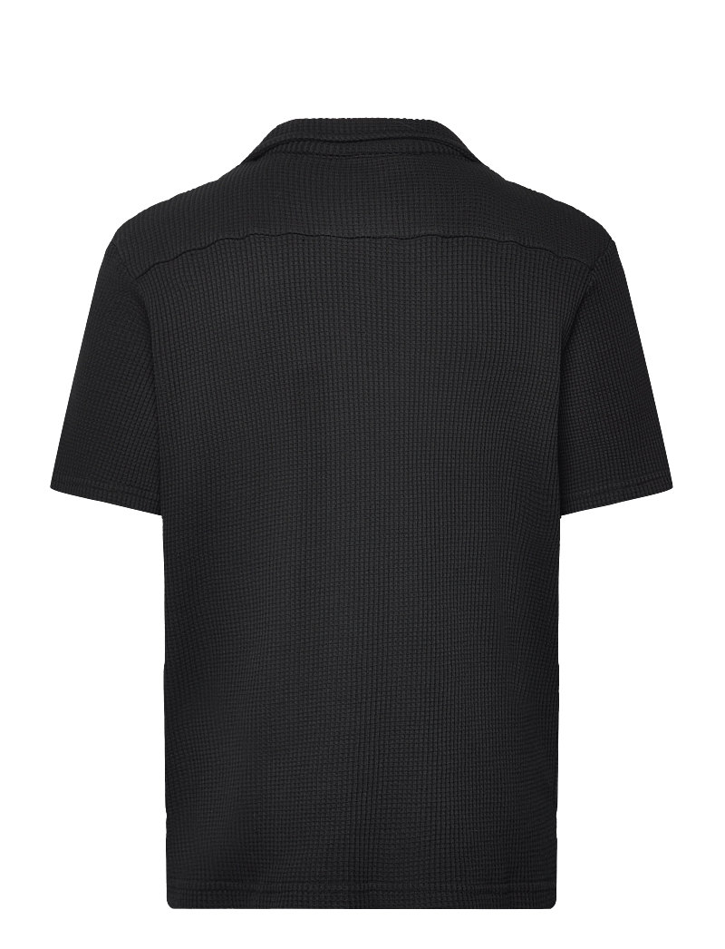 Nikben - NB WAFFLE HAVANA SHIRT BLACK - kortärmade skjortor - black - 1
