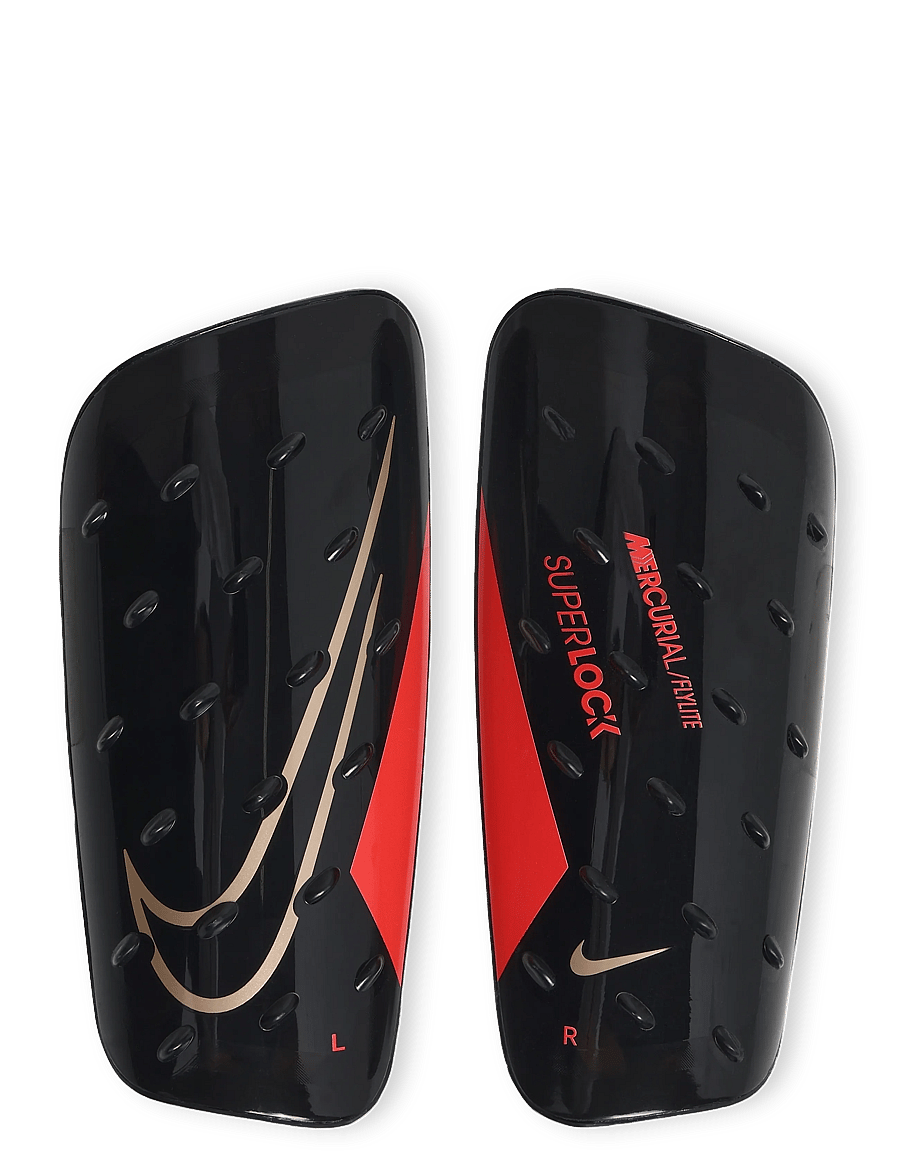 Nike - Nike Mercurial FlyLite SuperLock Football Shinguards - benskinner og sleeves - black/bright crimson/blur - 0