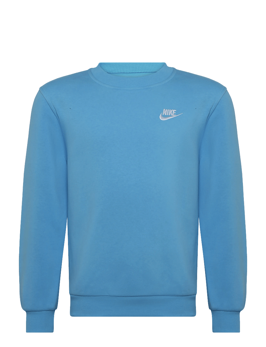 Nike - K NSW CLUB FLC CREW LS LBR - sweatshirts - football blue/white - 0