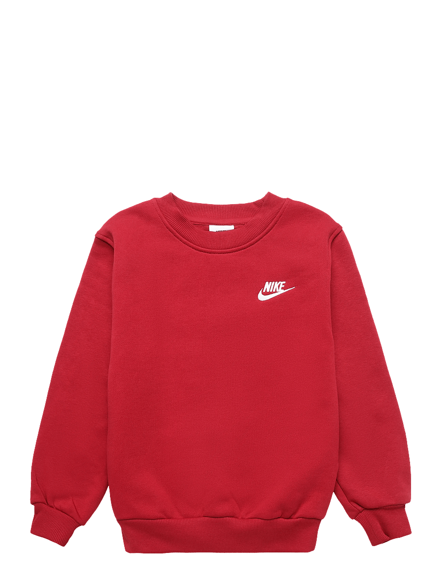 Nike - K NSW CLUB FLC CREW LS LBR - sweatshirts - tough red/white - 0