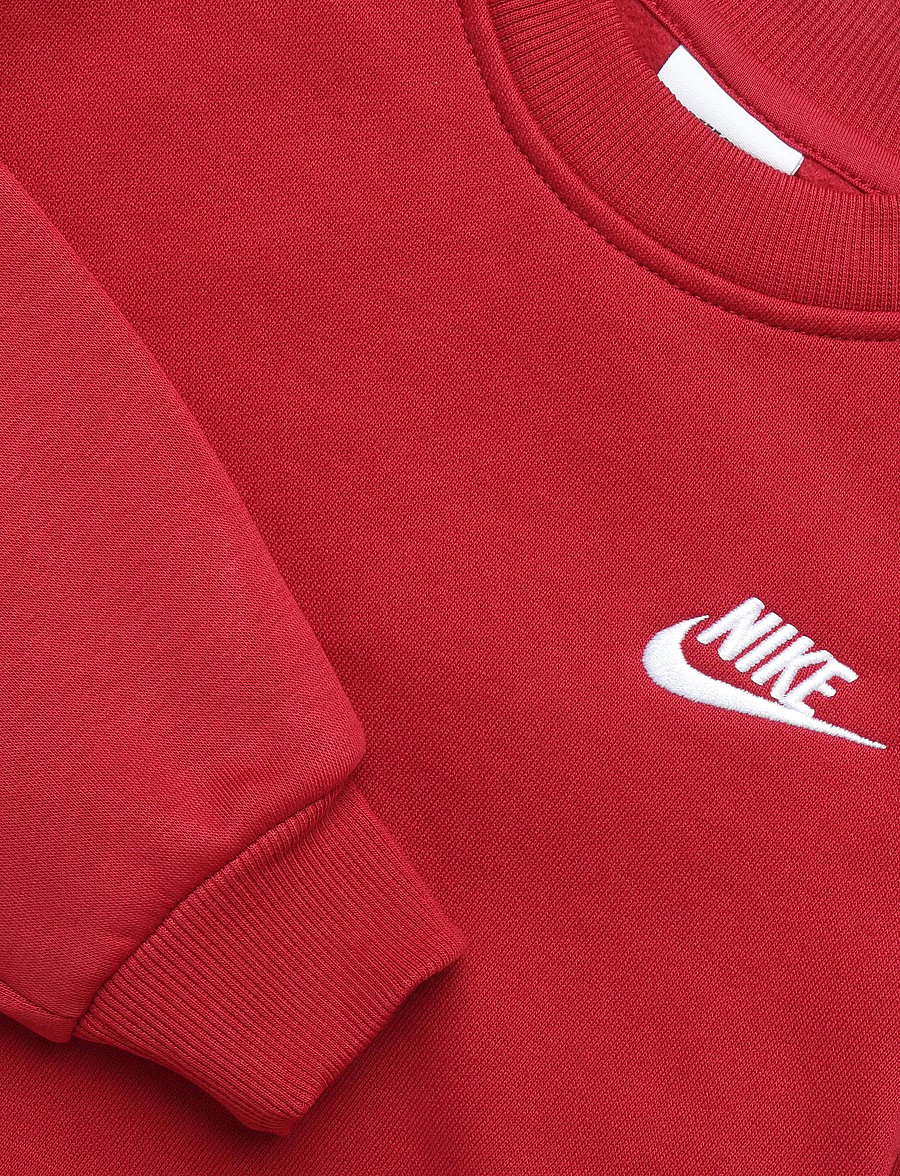 Nike - K NSW CLUB FLC CREW LS LBR - sweatshirts - tough red/white - 2