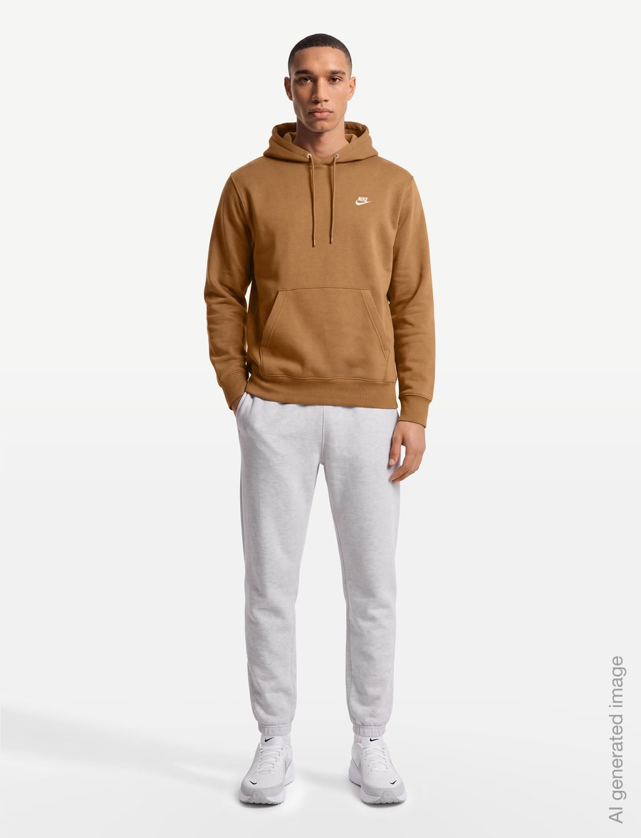 Nike - M NK CLUB BB PO HOODIE - huvtröjor - ale brown/ale brown/white - 0