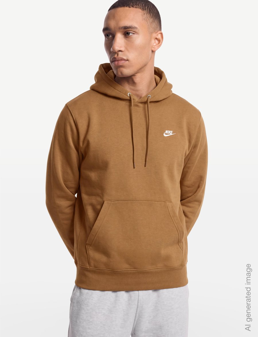 Nike - M NK CLUB BB PO HOODIE - huvtröjor - ale brown/ale brown/white - 3