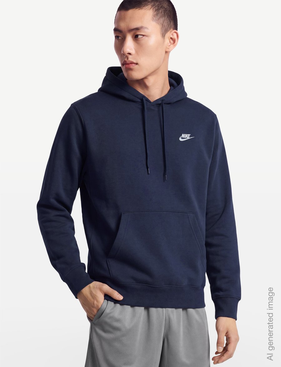 Nike - M NK CLUB BB PO HOODIE - sweatshirts - obsidian/obsidian/white - 3