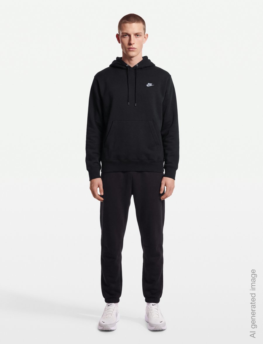 Nike - M NK CLUB BB PO HOODIE - tops - black/black/white - 0
