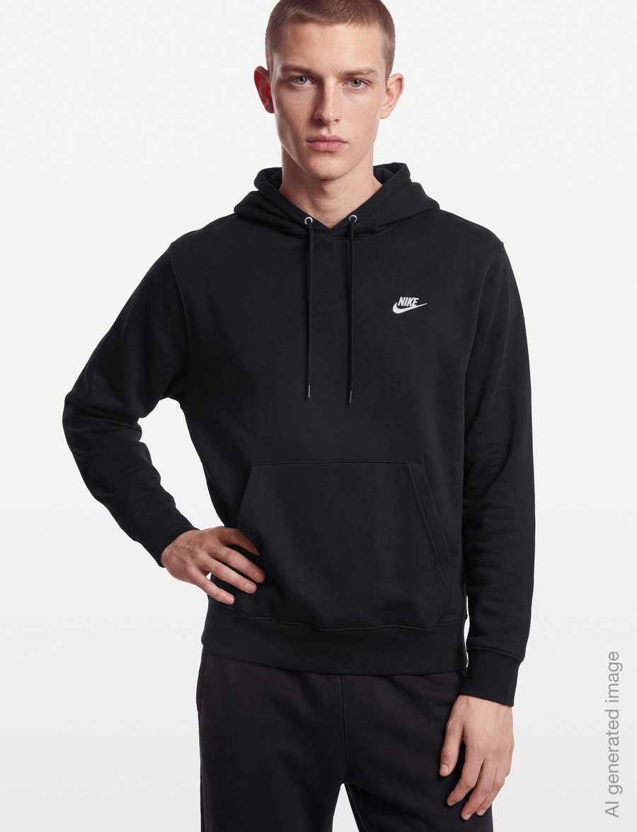 Nike - M NK CLUB BB PO HOODIE - tops - black/black/white - 3