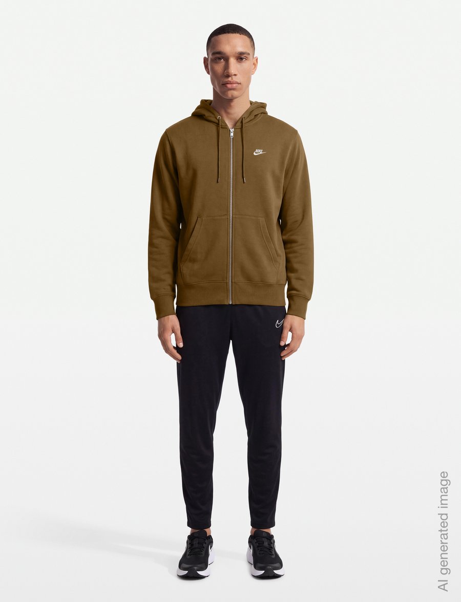 Nike - Nike Club Full Zip Hoodie - huvtröjor - ale brown/ale brown/white - 0