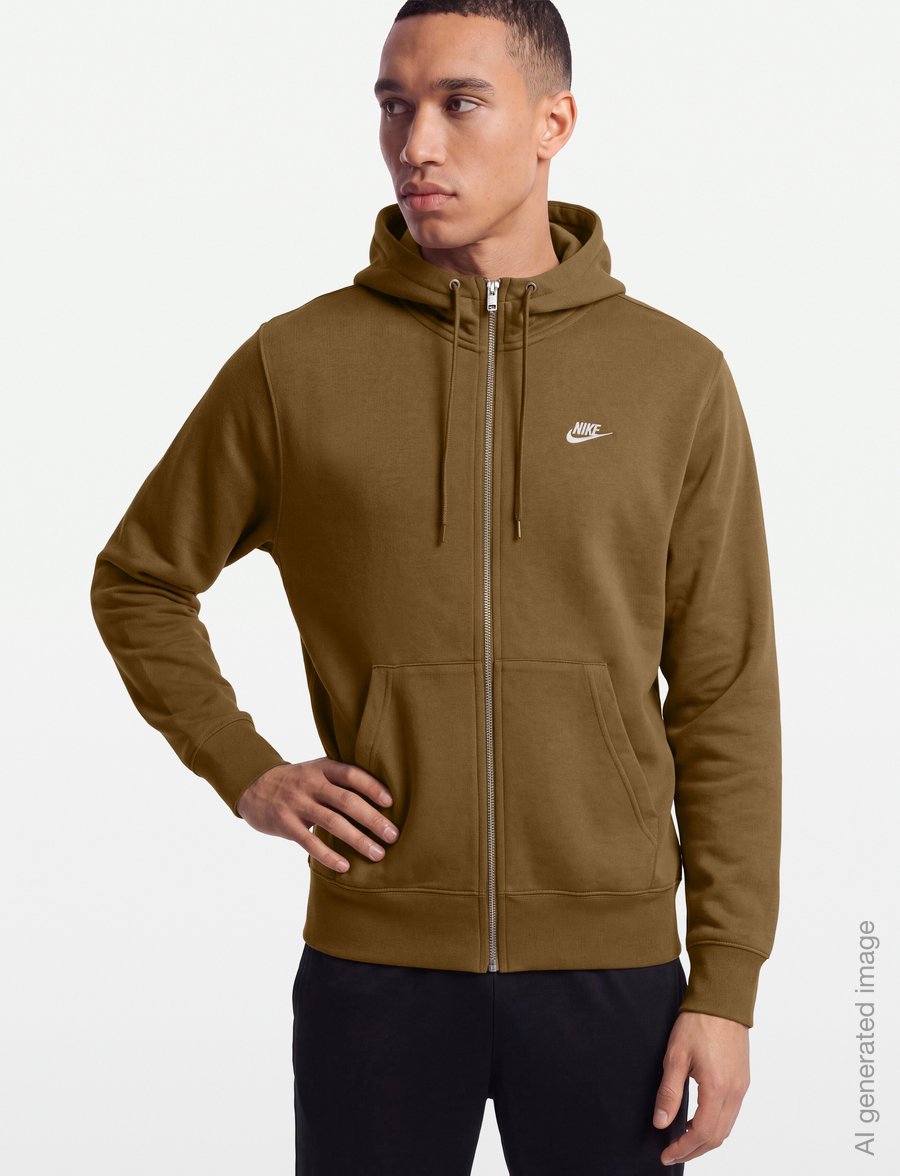 Nike - Nike Club Full Zip Hoodie - huvtröjor - ale brown/ale brown/white - 3
