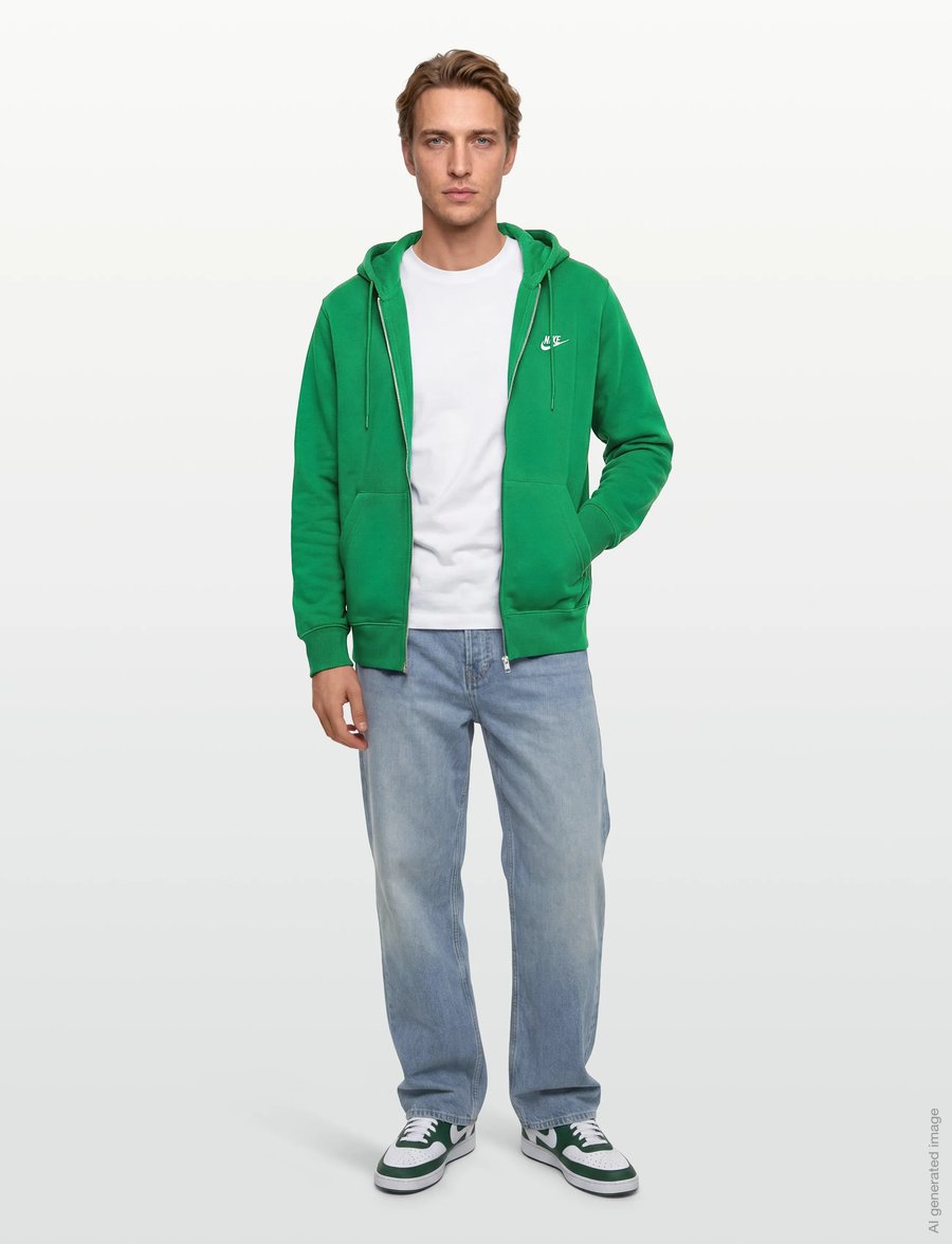 Nike - Nike Club Full Zip Hoodie - overdele - malachite/malachite/white - 0