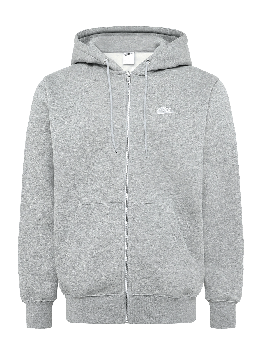 Nike - Nike Club Full Zip Hoodie - overdele - dk grey heather/lt smoke grey/ - 0