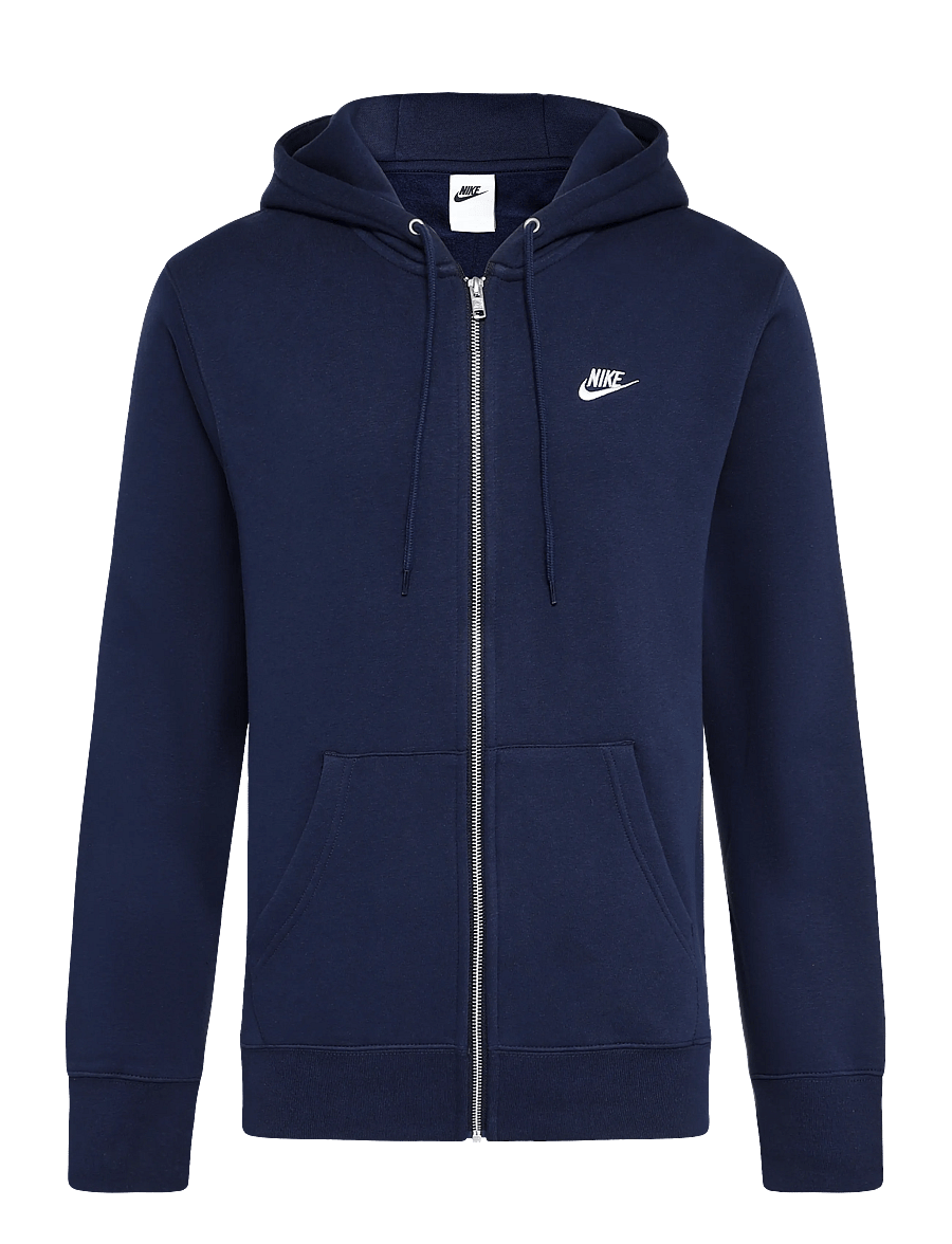 Nike - Nike Club Full Zip Hoodie - kapuutsiga dressipluusid - obsidian/obsidian/white - 0