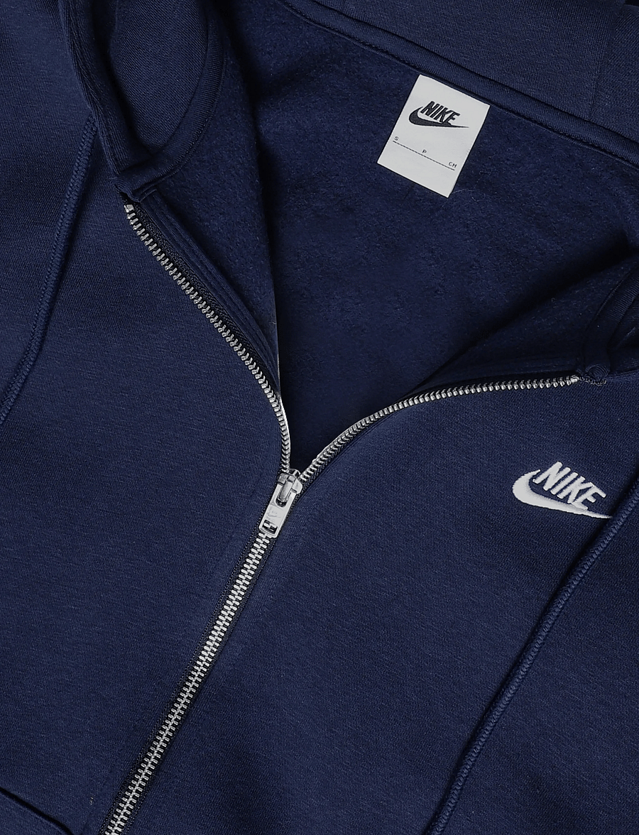 Nike - Nike Club Full Zip Hoodie - kapuutsiga dressipluusid - obsidian/obsidian/white - 2