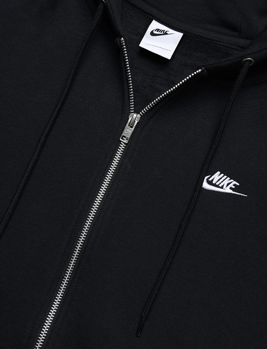 Nike - Nike Club Full Zip Hoodie - overdele - black/black/white - 2