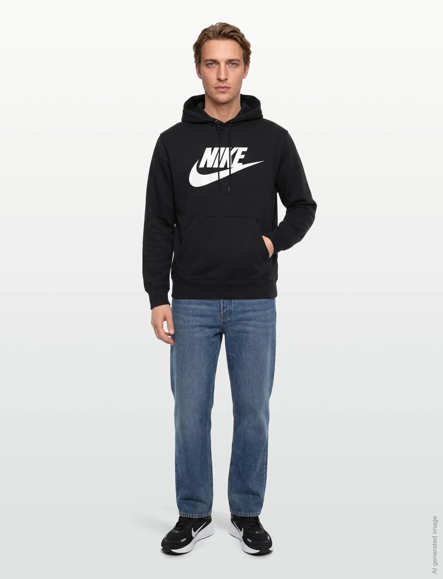 Nike - NIKE CLUB LOGO HOODIE - viršutinės dalies drabužiai - black/black/white - 0