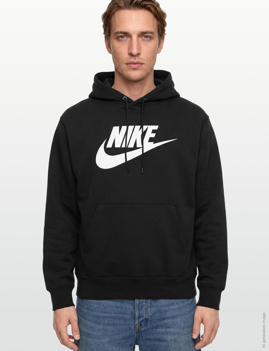 Nike - NIKE CLUB LOGO HOODIE - viršutinės dalies drabužiai - black/black/white - 3