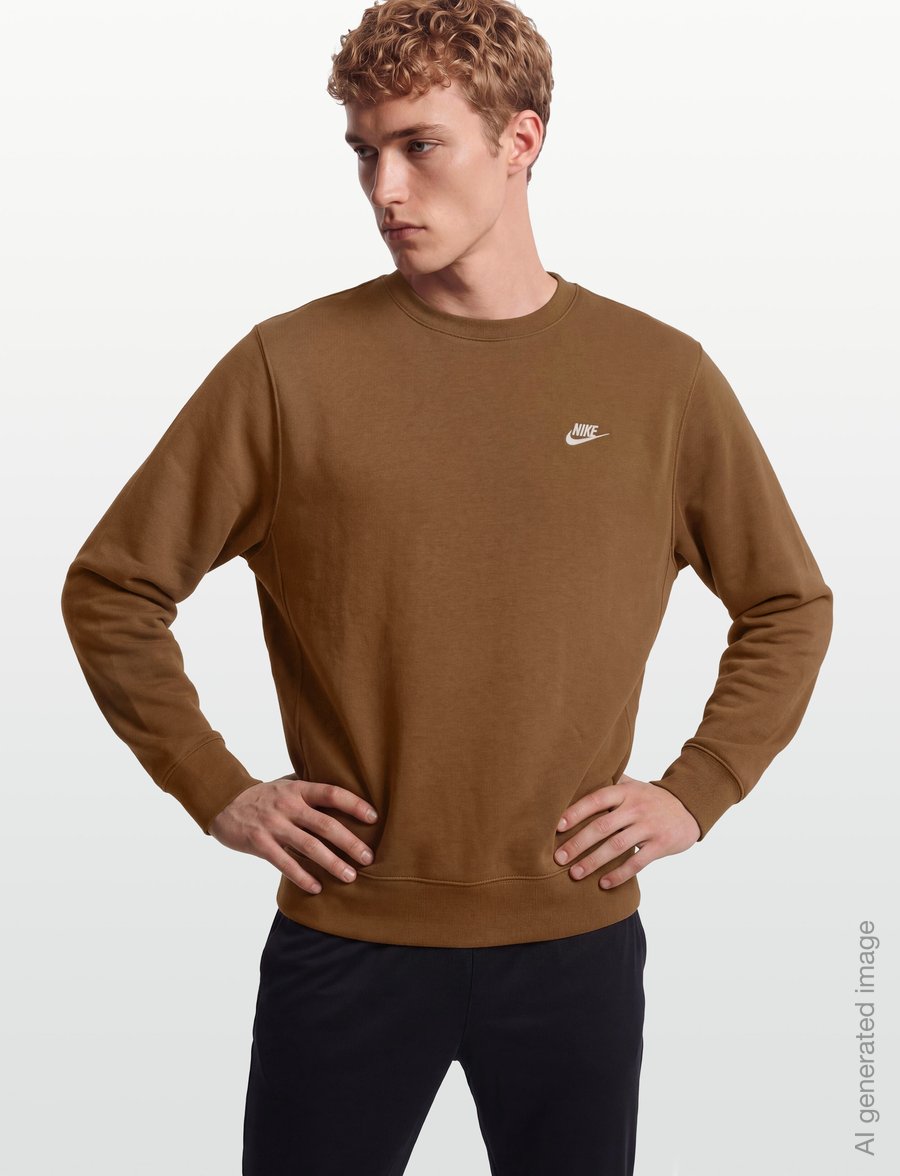 Nike - M NK CLUB BB CREW - overdele - ale brown/white - 3
