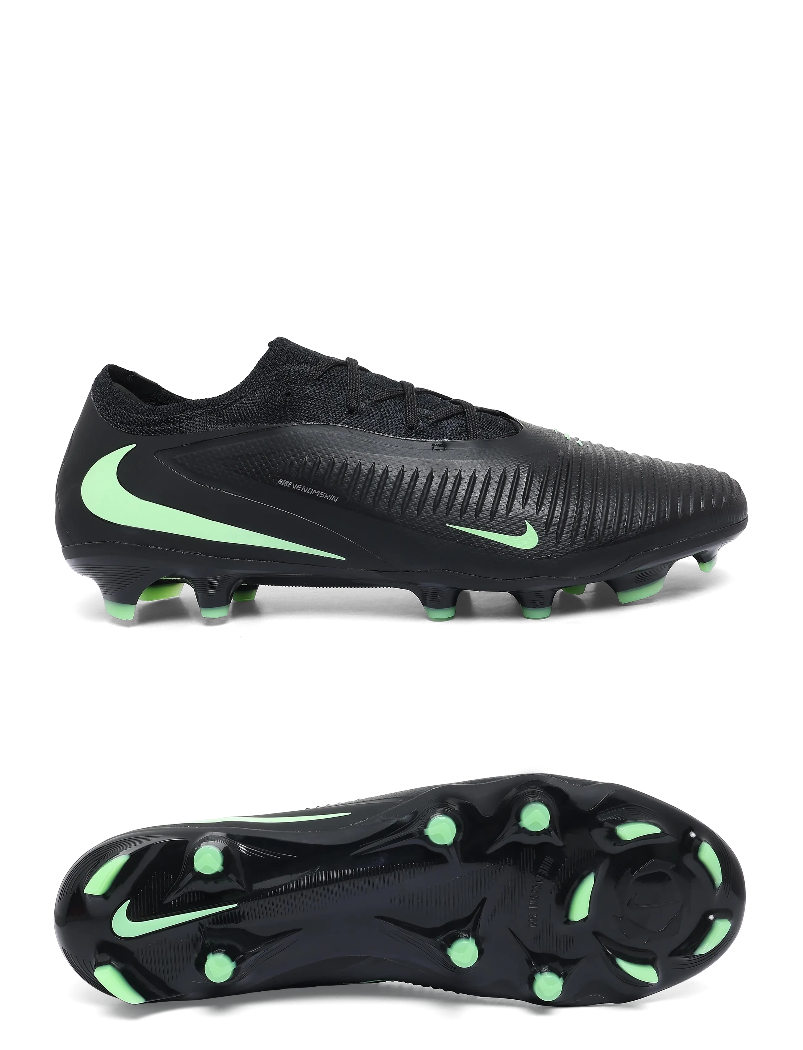 Nike PHANTOM 6 LOW PRO FG - Football boots - BLACK/ILLUSION GREEN-BLACK / black